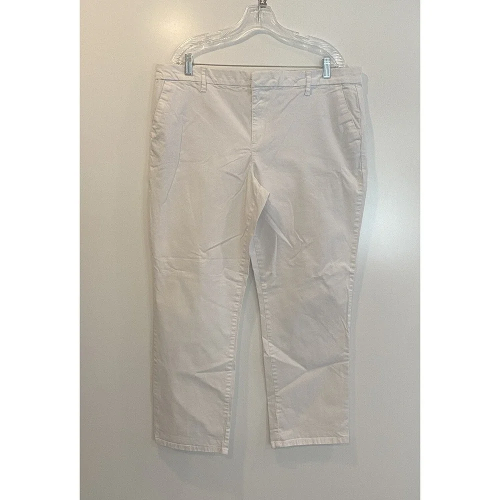 Tommy Hilfiger Womens White Chino Pants Size 18 Straight Leg Stretch Cotton